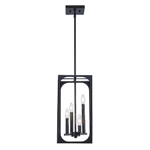 Ruby Ridge 9.25 in. 4-Light Black Hanging Chandelier Light Fixture