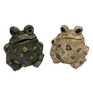 Toad Hollow Medium Tall Toad Whimsical Assortment Home and Garden Statue (2-Pack)