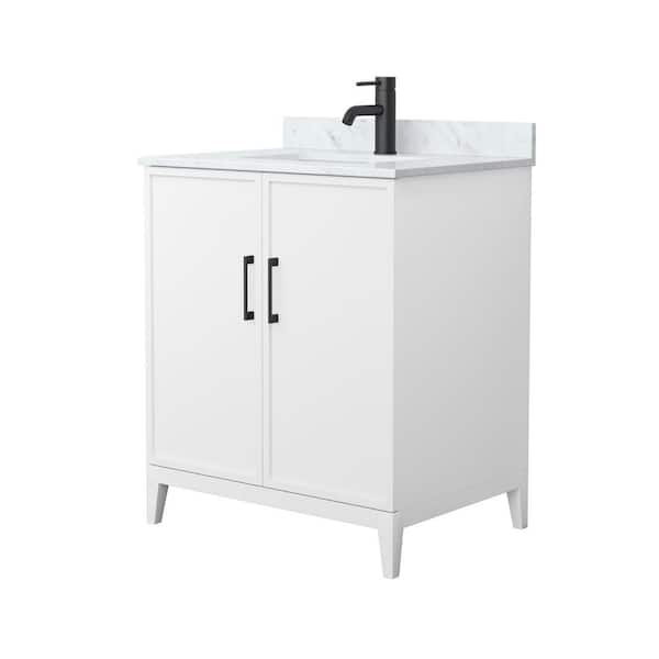 Wyndham Collection Elan 30 in. W x 22 in. D x 35 in. H Single Bath Vanity in White with White Carrara Marble Top