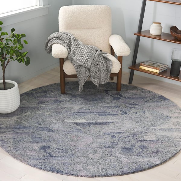 Anatolia 6 ft. x 6 ft. Violet/Purple Traditional Garden Round Area Rug