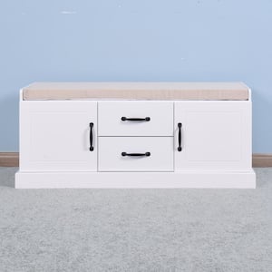 Wooden White Entryway Storage Cabinet with 2-Drawers and 2-Doors