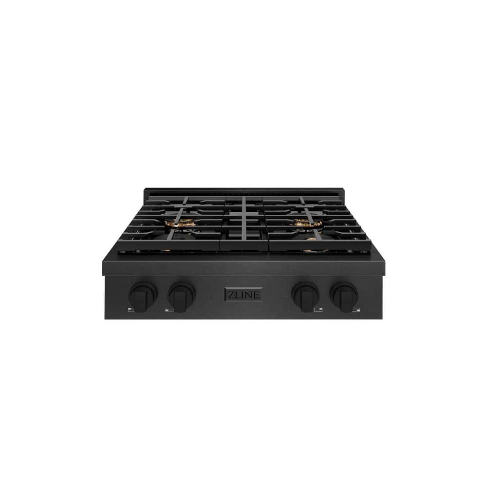 ZLINE 30 in. Paramount Gas Rangetop with 4 Burner DuoProâ„¢ Cooktop in Black Satin Stainless Steel (PSRTBS-30)