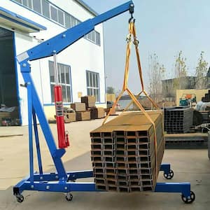 4-Tons 8818 lbs. Red Hydraulic Long Ram Jack Manual Cherry Picker with Single Piston Pump, Flat Base and Handle