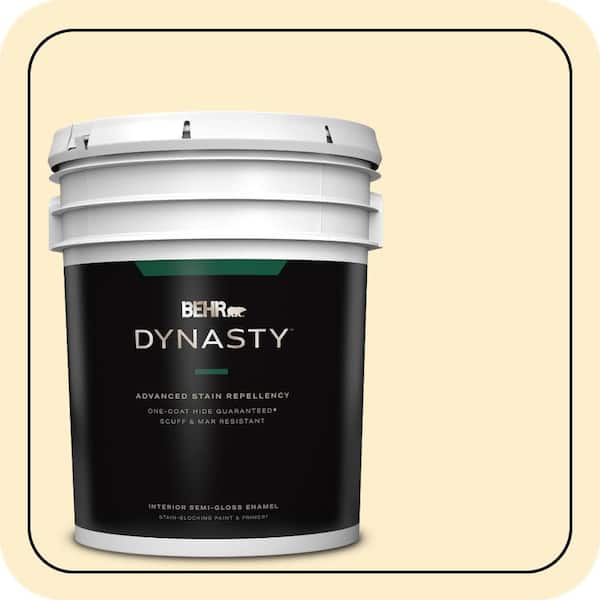 BEHR DYNASTY 5 gal. #360A-2 Morning Sunlight Semi-Gloss Enamel Interior Stain-Blocking Paint & Primer