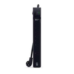 8 ft. 7-Outlet Surge Protector with USB in Black