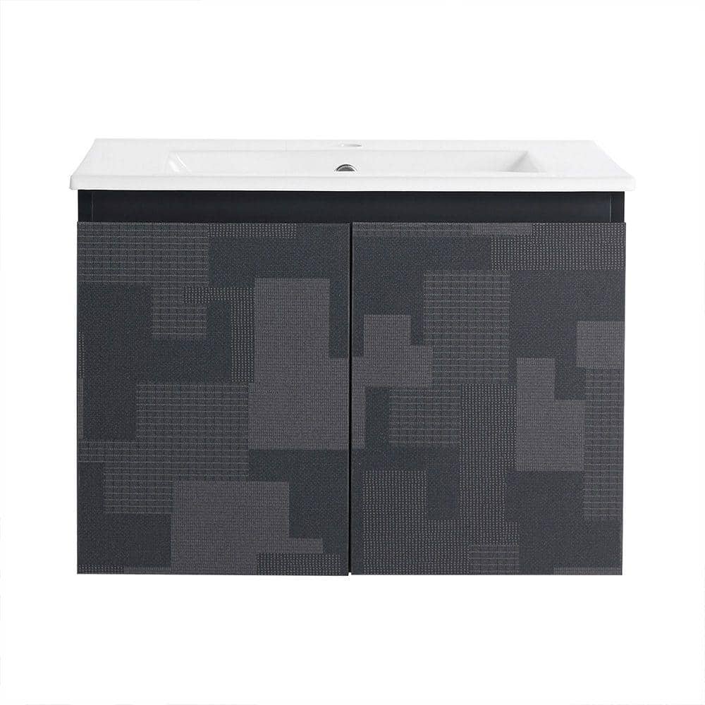 24 in. W x 18.3 in. D x 17.3 in. H Single Sink Floating Bath Vanity in Blac