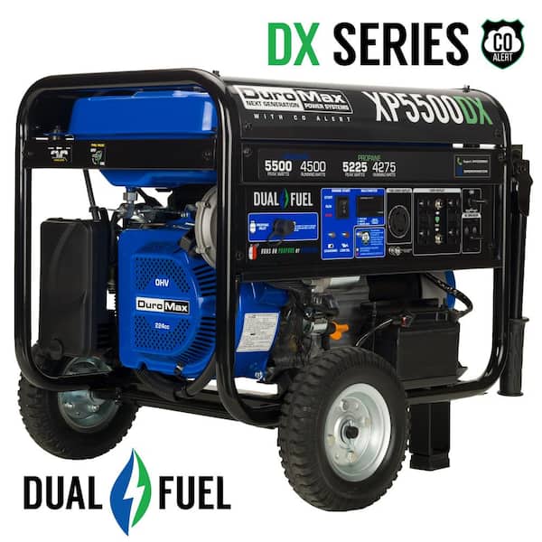DUROMAX 5,500-Watt/4,500-Watt 224 cc Electric Start Dual Fuel Portable Generator with CO Alert
