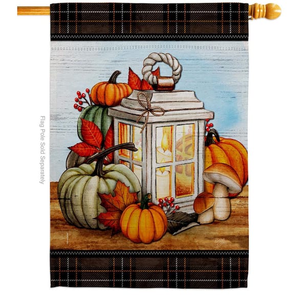 Breeze Decor 28 in. x 40 in. Fall Lantern Harvest Autumn House Flag Double-Sided Falltime Decorative Vertical Flags