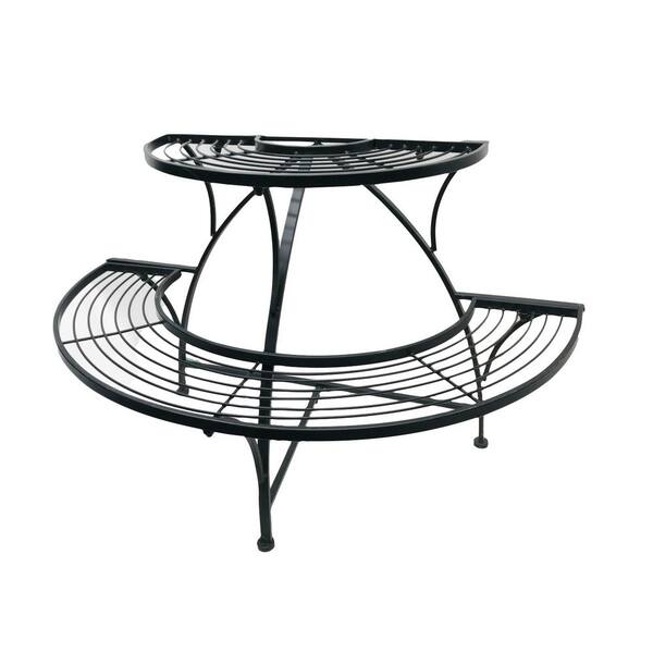 Hi Line Gift Black Metal Semi Circle Plant Display Stand C Bk The Home Depot