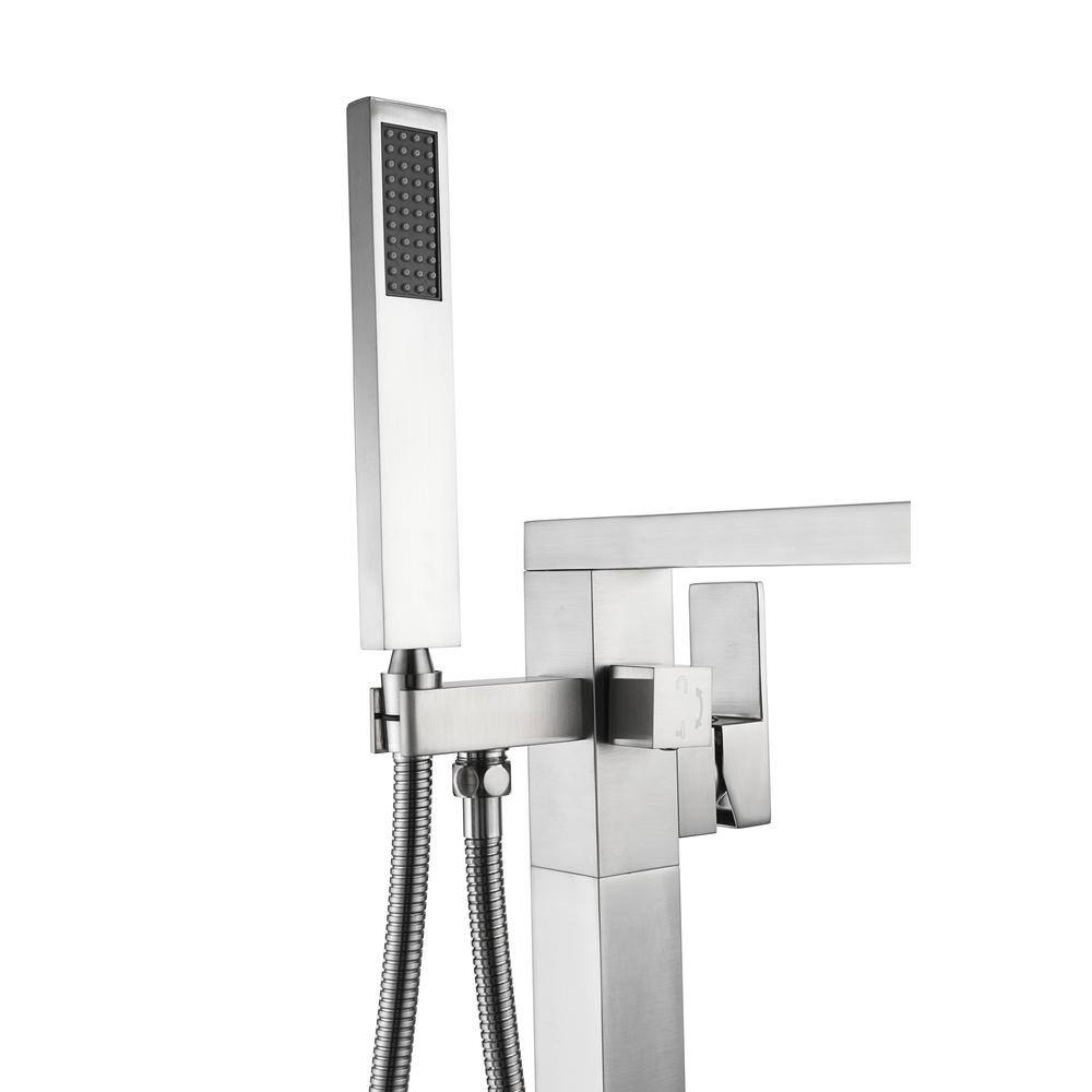 Brushed Nickel Freestanding Tub Faucet with Hand Shower