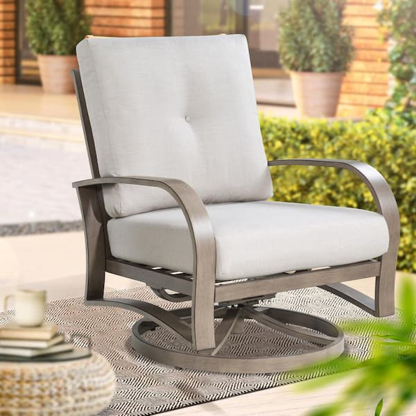 ULAX FURNITURE CHAMBER 1-Piece Swivel Aluminum Outdoor Lounge Chair with Sunbrella Cushions