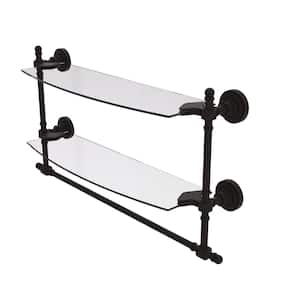 Retro Dot Collection 18 in. Two Tiered Glass Shelf with Integrated Towel Bar in Oil Rubbed Bronze