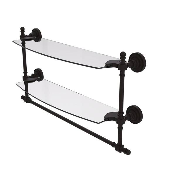 Pipeline Collection 22 in. Glass Shelf with Towel Bar in Oil Rubbed Bronze Pipeline Collection 22 in. Glass Shelf with Towel Bar in Oil Rubbed Bronze
