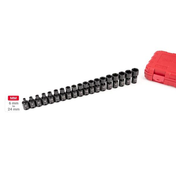 TEKTON 3/8 in. Drive 6-Point Universal Joint Impact Socket Set
