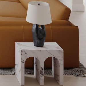 Fritzy 12 in. Engineered Stone Finish Square Stone End Table with No Additional Features