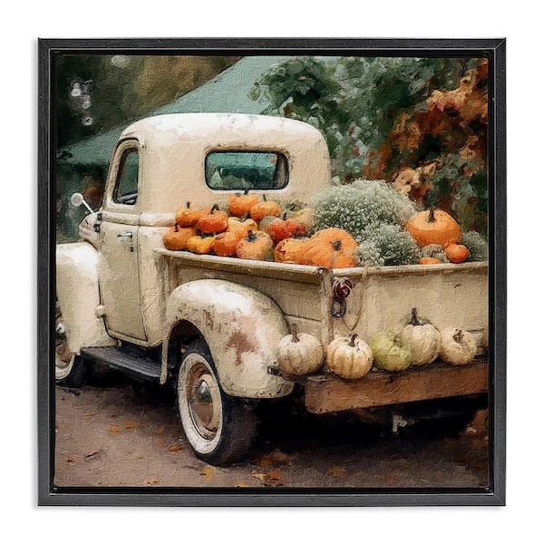 Stupell Industries Pumpkin and Gourd Truck by Riley B 1-Piece Floater Frame Graphic Print Travel Poster Art Print 18 in. x 18 in.