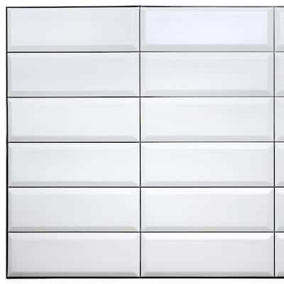 3D Falkirk Retro III 38 in. x 19 in. White Grey Faux Tile PVC Decorative Wall Paneling (5-Pack)