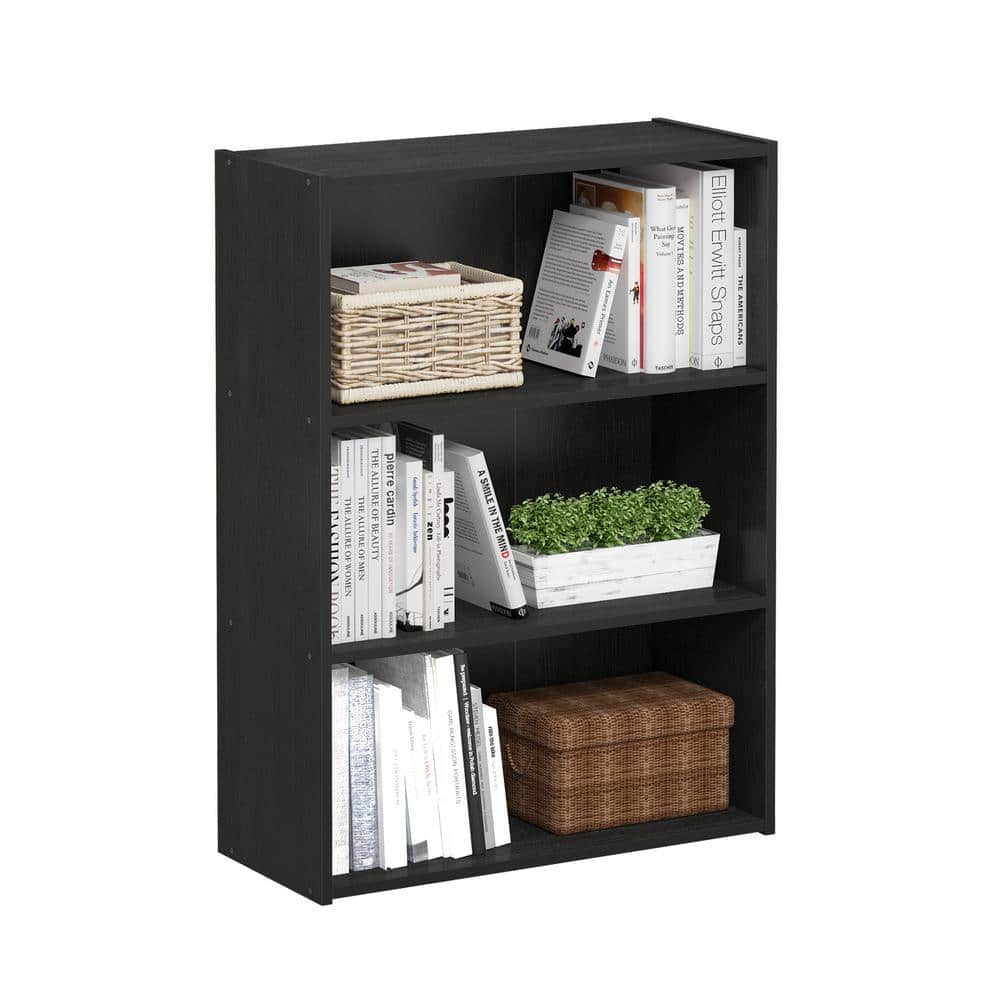 Kids' Heavy-Duty Black Wood 3-Tier Storage Cube Bookcase