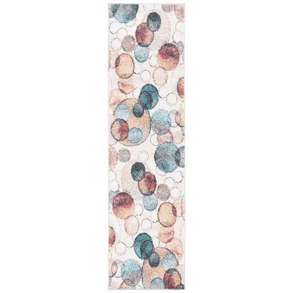 Phoenix 2 ft. x 10 ft. Ivory/Rust Bubbles Runner Rug