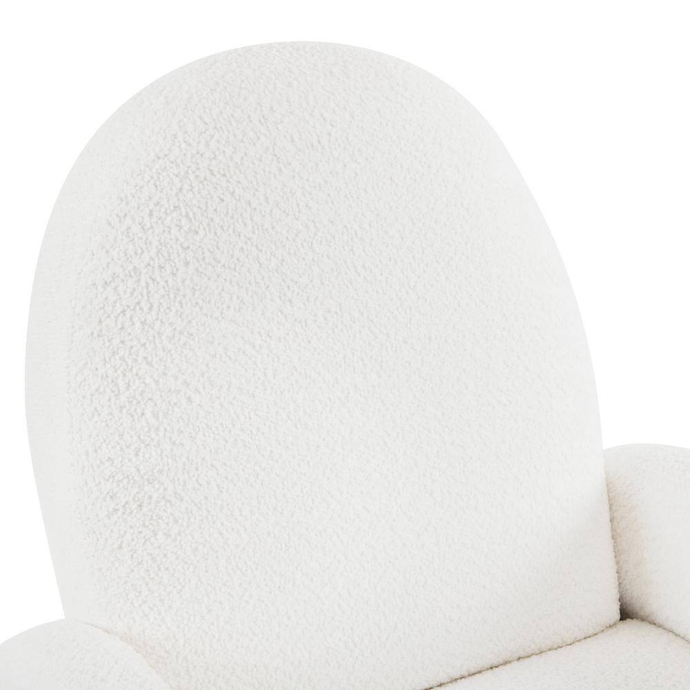 Beige Boucle Swivel Glider Recliner with Manufactured Wood Base