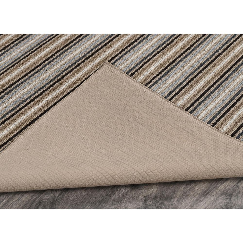Earth Tone Striped 2' x 5' Synthetic Tufted Runner Rug
