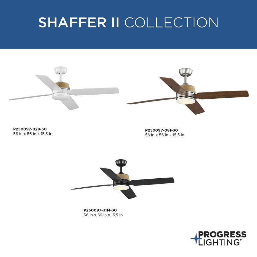 Shaffer II 56" Satin White LED Ceiling Fan with Jute Rope