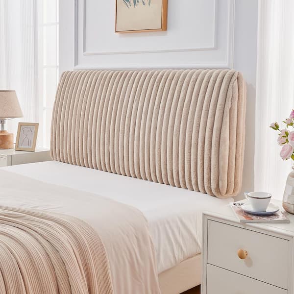 Full Upholstered Headboard 6.3 in. Width Foam Headboard with Height Adjustable for 8-14 in. Mattress, Light Camel