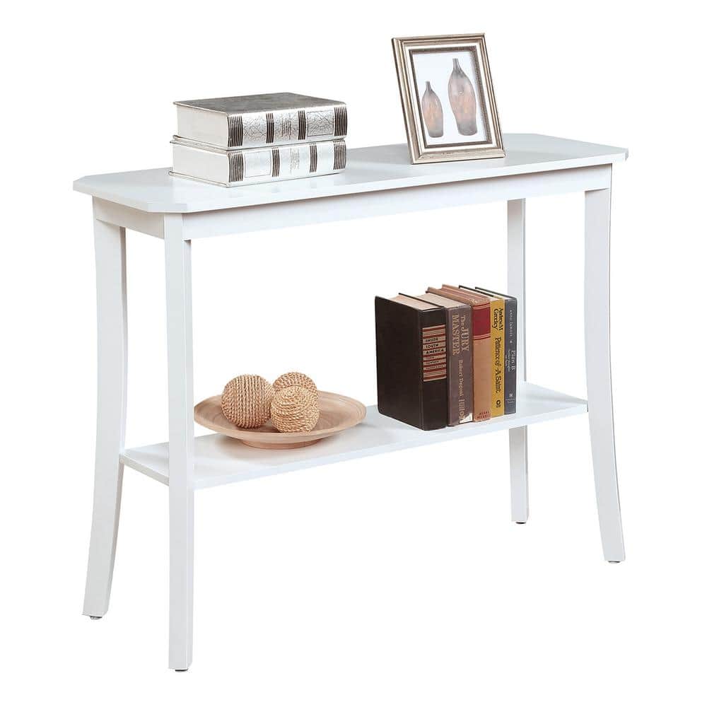 White MDF Console Table with Storage Shelf, 38"