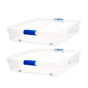 Underbed 56 Qt. Secure Latching Clear Plastic Storage Tote Container (2-Pack)