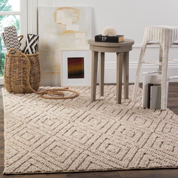 Natura 10 ft. x 14 ft. Beige Solid Color Diamonds Area Rug