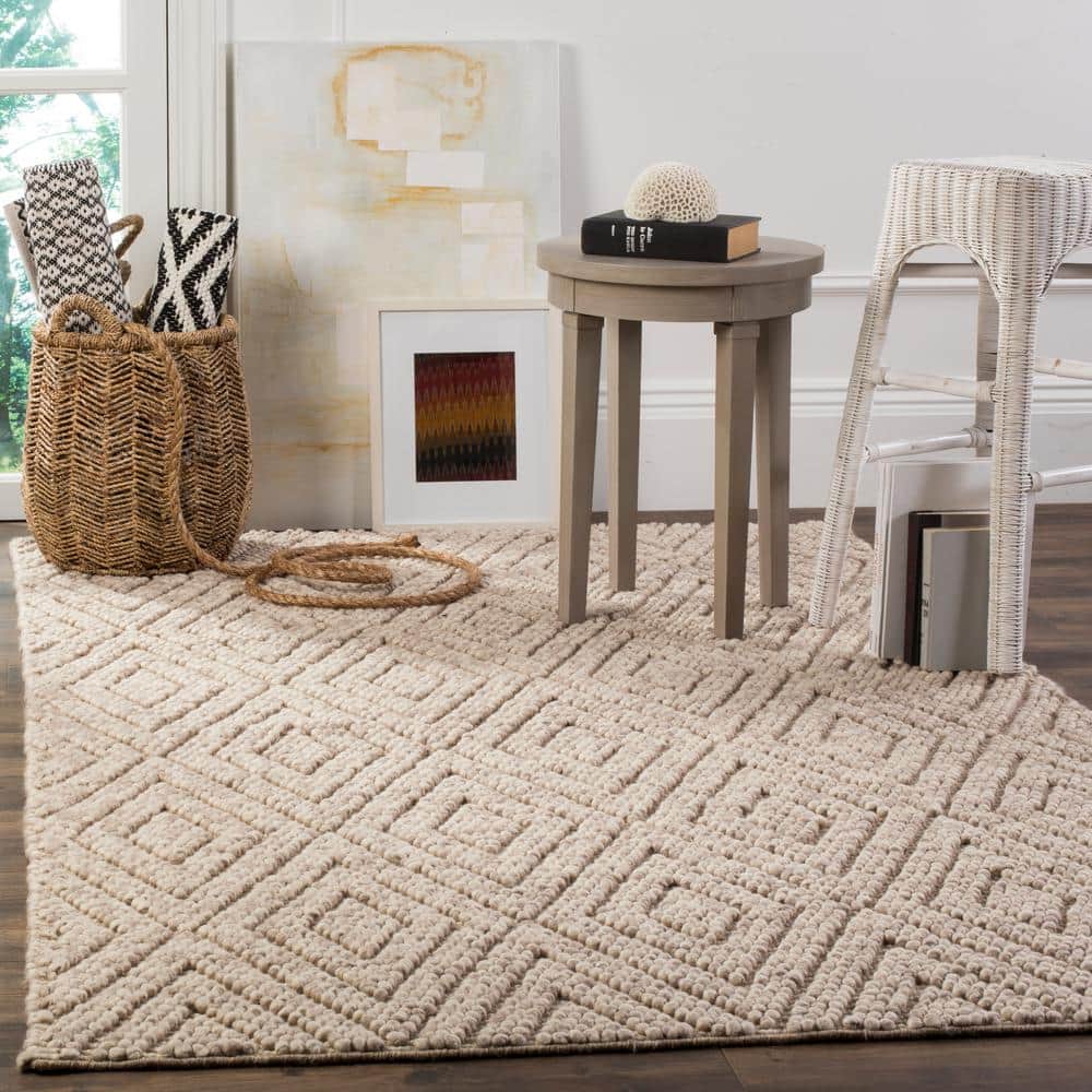Natura 6 ft. x 6 ft. Beige Solid Color Diamonds Square Area Rug price history on PriceWatchPro