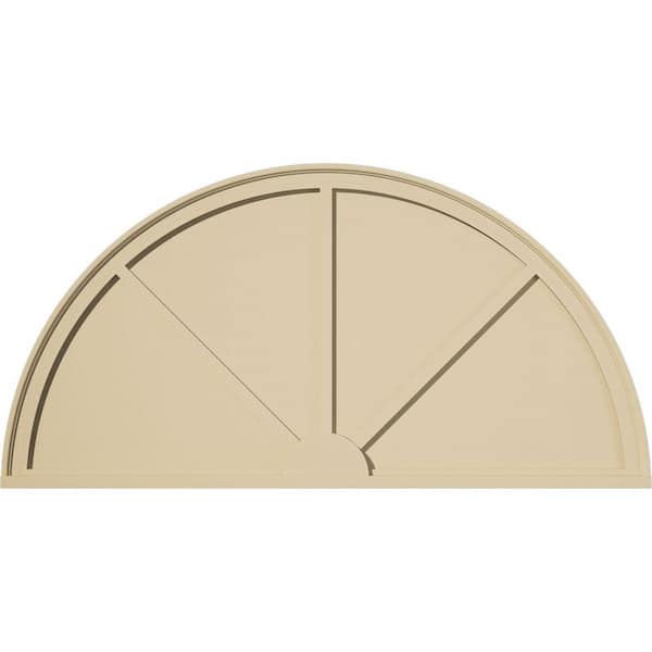 54-in. W x 27-in. H x 2-in. P Half Round 3 Spoke Signature Urethane Pediment, Primed Tan