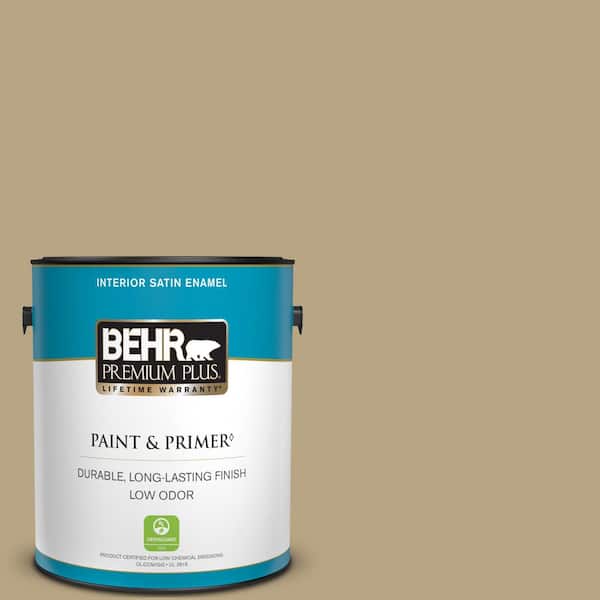 BEHR PREMIUM PLUS 1 gal. Home Decorators Collection #HDC-CT-07 Country Cork Satin Enamel Low Odor Interior Paint & Primer