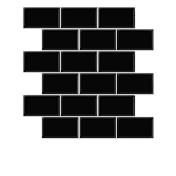 Art3d 12 in. x 12 in. Black Subway Tile Vinyl Peel and Stick Tile