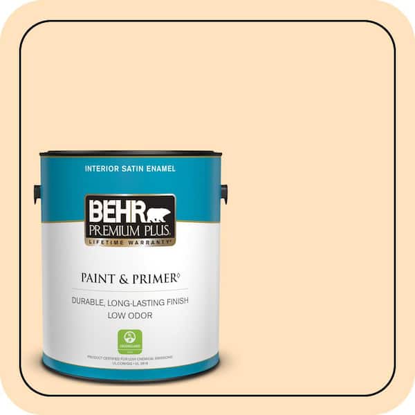 BEHR PREMIUM PLUS 1 gal. #310C-2 Orange Glow Satin Enamel Low Odor Interior Paint & Primer