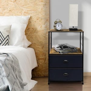 2-Drawer Rustic Black Nightstand 33.75 in. H x 21.62 in. W x 11.75 in. D