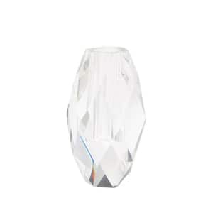 Medium Facets Crystal Clear Glass Oval Vase