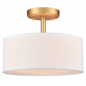6.69 in. 3-Light Gold Modern Semi-Flush Mount with No Glass Shade and No Bulbs Included 1-Pack