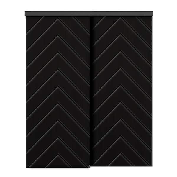 CALHOME 72 in. x 80 in. Hollow Core Black Painted Composite MDF Interior Double Closet Sliding Doors