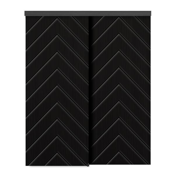 CALHOME 60 in. x 96 in. Hollow Core Black Painted Composite MDF Interior Double Closet Sliding Doors