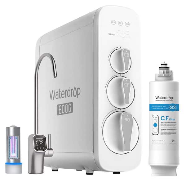 G3P800 Reverse Osmosis System,800 GPD,NSF/ANSI 42, 58, 372 Certified,3:1 Pure to Drain,Tankless,1 Extra CF Filter