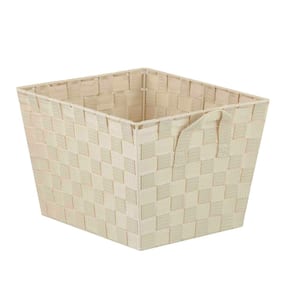 8 in. H x 10 in. W x 12 in. D Ivory Fabric Cube Storage Bin