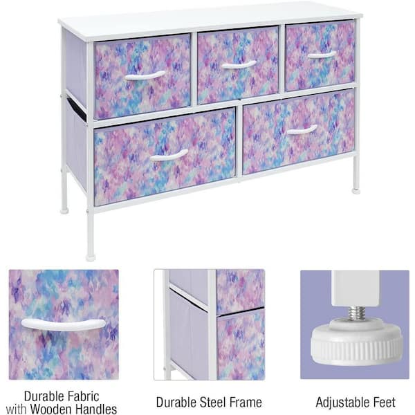 Sorbus 5 Drawer Storage Cube Dresser - Tie-Dye Purple