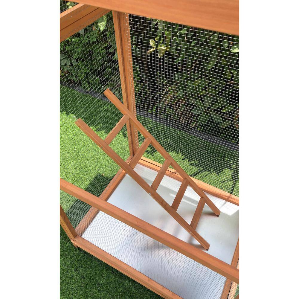 Hanover Rustic Stained Fir Wood Outdoor Bird Cage with Waterproof Roof