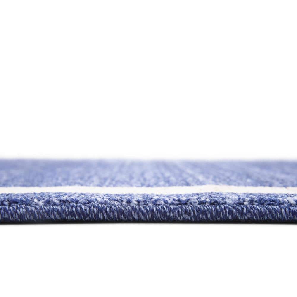 Navy Blue and Ivory Tufted Reversible Rectangular Rug