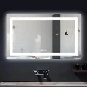 40 in. W x 24 in. H Rectangular Frameless LED Anti Fog Wall Bathroom Vanity Mirror in Silver
