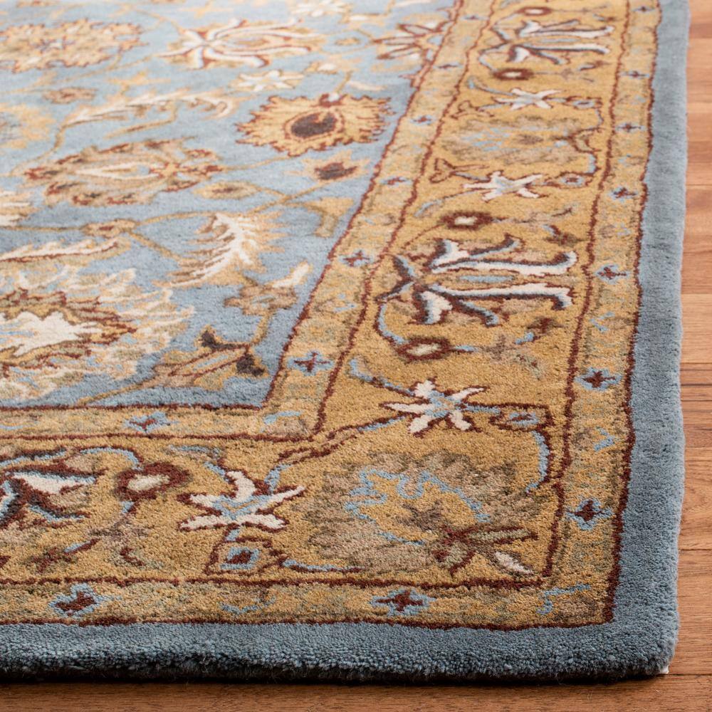 Hand-Tufted Green Wool Runner Rug with Gold Accents, 2'3" x 6'