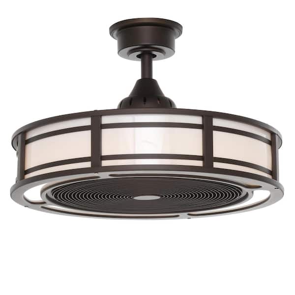 Brette II 23 in. LED Indoor/Outdoor Espresso Bronze Ceiling Fan with Light and Remote Control