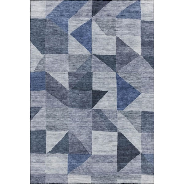 Mayfield Premium Machine Washable Abstract AMF2373 Denim 10 ft. x 14 ft. Area Rug