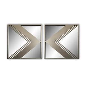 19.7 in. H x 19.7 in. W Small Square Silver Hooks Modern Mirror